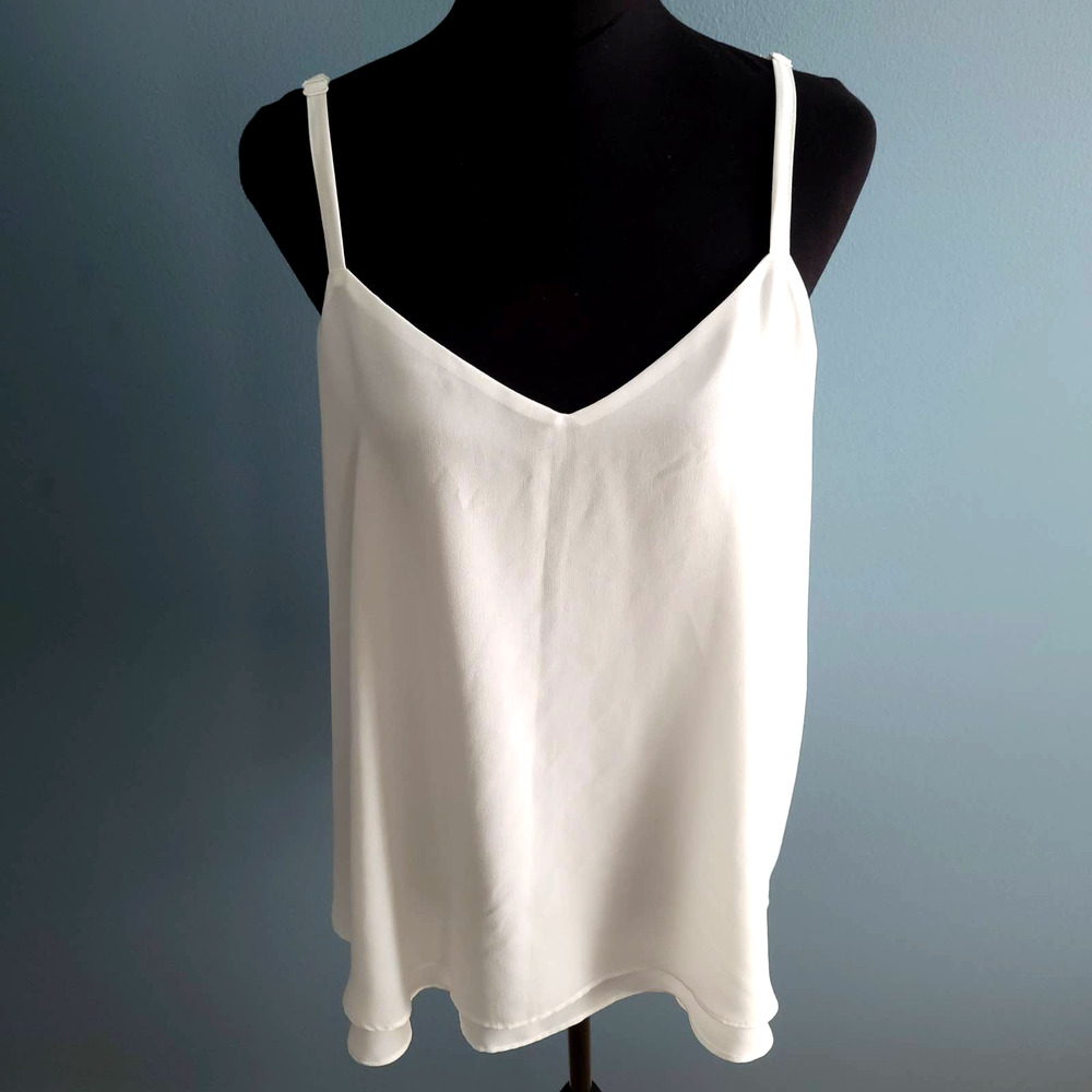 Torrid Women's White Sophie Chiffon Double Layer Swing Cami; size 0